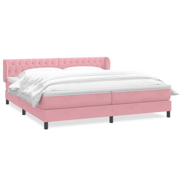 vidaXL Cama com molas colch&otilde;es 200x210 cm veludo rosa