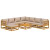 vidaXL 9pcs conj. lounge jardim madeira c/almofad&otilde;es cinza-acastanhado
