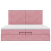 moldura de cama otomana vidaXL com colch&atilde;o rosa 200x200cm Veludo