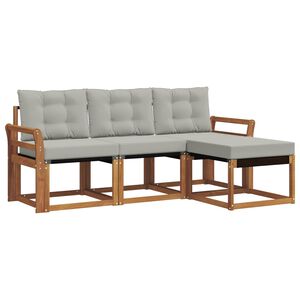 vidaXL Conjunto de Sof&aacute;s para Exterior 4 pcs Cinza Natural e Claro