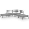 vidaXL 5 pcs conjunto lounge de jardim pinho maci&ccedil;o cinzento