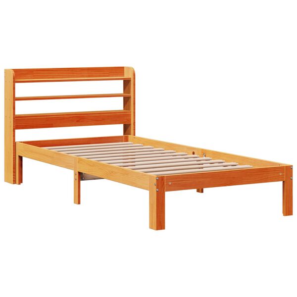 vidaXL Cama sem colch&atilde;o 90x200 cm pinho maci&ccedil;o castanho-mel