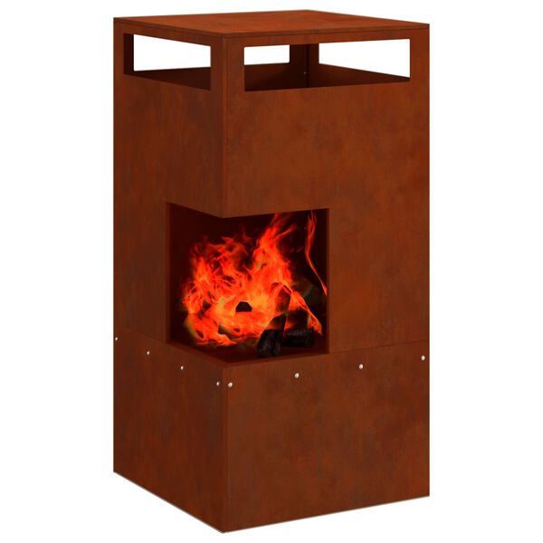 vidaXL Fire Pit Castanho 50 x 50 x 100 cm A&ccedil;o
