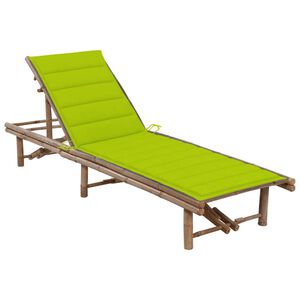 vidaXL Espregui&ccedil;adeira de jardim com almofad&atilde;o bambu