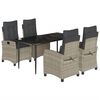 vidaXL 5 pcs conjunto de jantar p/ jardim c/ almofad&otilde;es cinzento claro