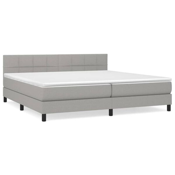 vidaXL Cama com molas/colch&atilde;o 200x200 cm tecido cinza-claro