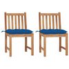 vidaXL Cadeiras de jardim c/ almofad&otilde;es 2 pcs madeira de teca maci&ccedil;a