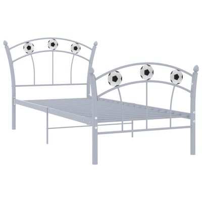 vidaXL Estrutura de cama com design de futebol 90x200 cm metal cinza