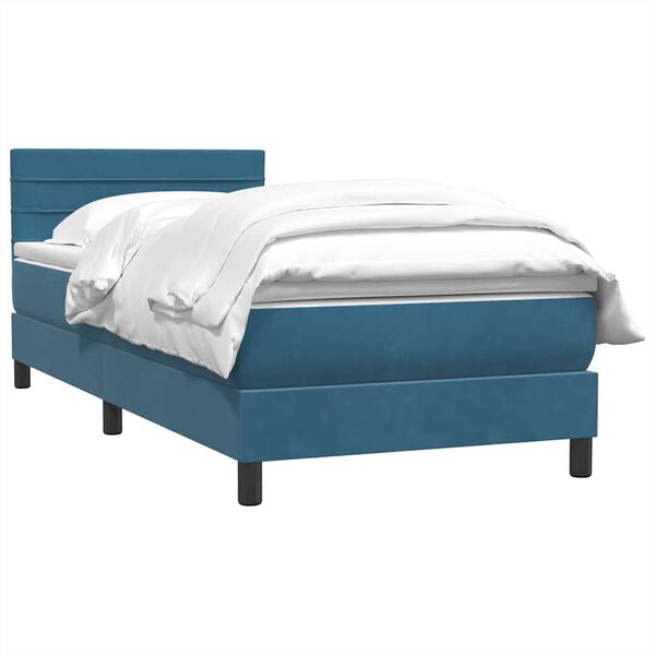 vidaXL Cama com molas/colchão 80x220 cm veludo azul-escuro