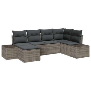 vidaXL Conjunto de Sof&aacute; de Jardim com almofada 6 pcs Cinzeto vime PE