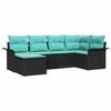 vidaXL Conjunto de Sof&aacute; de Jardim com almofada 6 pcs Preto vime PE
