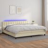 vidaXL Cama box spring c/ colch&atilde;o/LED 200x200cm couro artificial creme