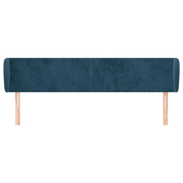vidaXL Cabeceira de cama c/ abas veludo 203x23x78/88cm azul-escuro