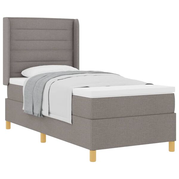 vidaXL Cama Box com colch&atilde;o Cinzento-acastanhado 100 x 200 cm tecido