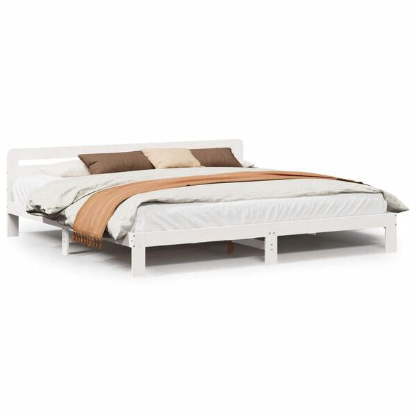 vidaXL Cama sem colch&atilde;o 200x200 cm madeira de pinho maci&ccedil;a branco
