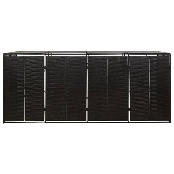 vidaXL Unidade arruma&ccedil;&atilde;o qu&aacute;drupla p/ caixote do lixo vime PE preto