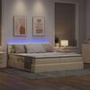 vidaXL Cama com luzes de tira LED Creme 180 x 200 cm tecido