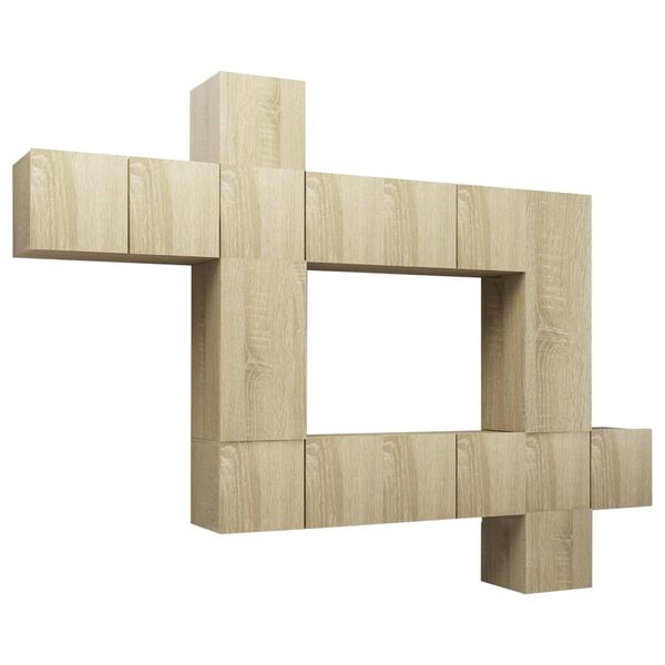 vidaXL 10 pcs conjunto de m&oacute;veis de TV contraplacado carvalho sonoma