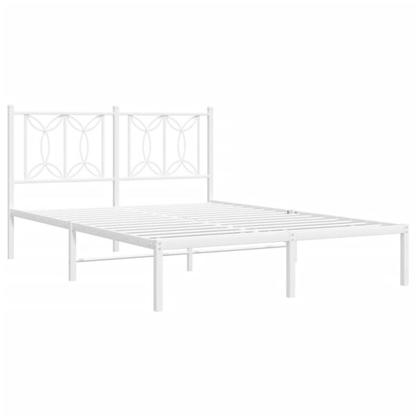 vidaXL Estrutura de cama com cabeceira 140x190 cm metal branco