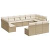 vidaXL 13 pcs conjunto de sof&aacute;s p/ jardim com almofad&otilde;es vime PE bege