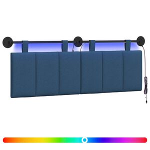 vidaXL Cabeceira suspensa Com luz LED Azul Tecido