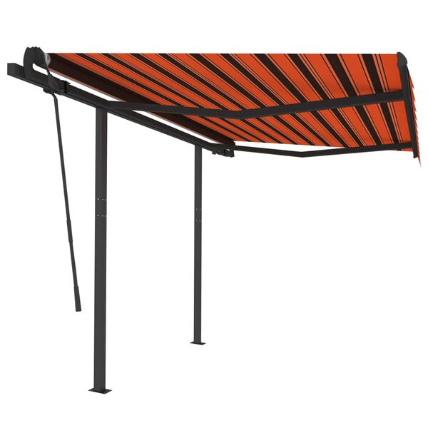 vidaXL Toldo retr&aacute;til manual com postes 3x2,5 m laranja e castanho