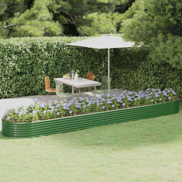 vidaXL Canteiro elevado jardim 507x100x36 cm a&ccedil;o galvanizado verde
