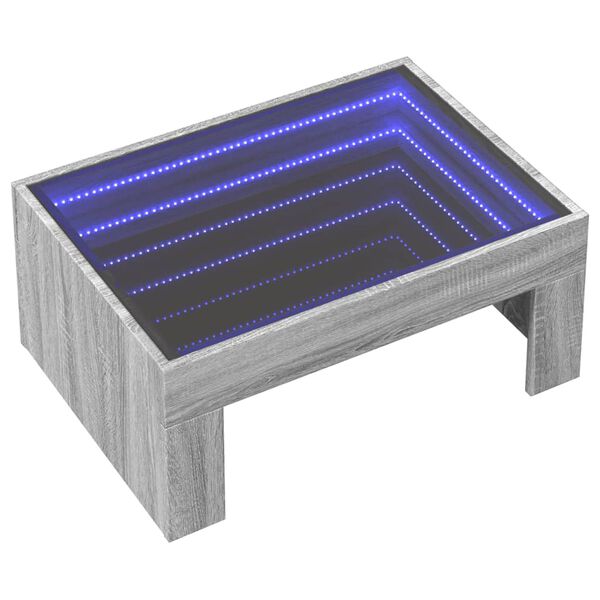 vidaXL Mesa de centro luzes LED Infinity 70x50x30 cm cinzento sonoma