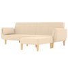 vidaXL Sof&aacute;-cama de 2 lugares c/ banco e duas almofadas tecido creme