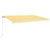 vidaXL Toldo autom. LED e sensor de vento 500x300 cm amarelo/branco