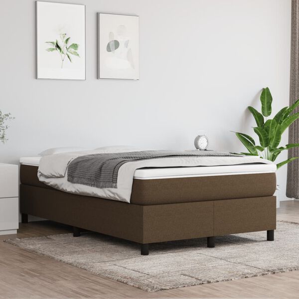 vidaXL Cama boxspring com colch&atilde;o 120x190 cm tecido castanho-escuro