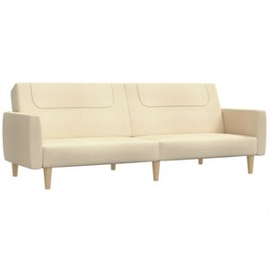 vidaXL Sof&aacute;-cama de 2 lugares tecido cor creme