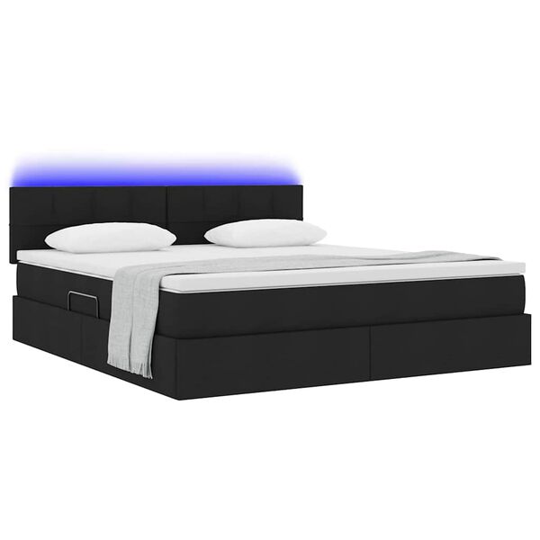 vidaXL Cama com arruma&ccedil;&atilde;o e LED com colch&atilde;o Preto 160 x 200 cm tecido