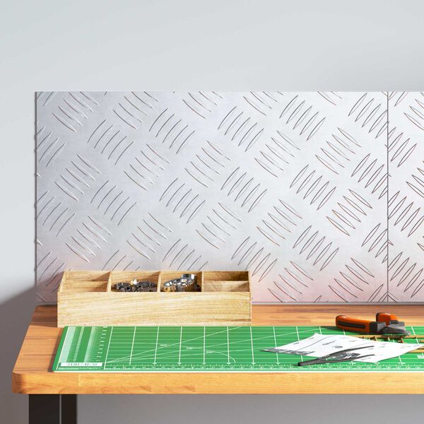 vidaXL Degrau Retangular 2 pcs Prateado 50 x 30 cm Alum&iacute;nio