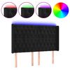 vidaXL Cabeceira de cama c/ luzes LED veludo 147x16x118/128 cm preto