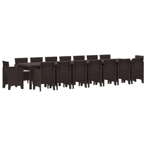 vidaXL Conjunto de Jantar para Jardim com Almofadas 17 pcs Castanho PP
