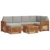 vidaXL Conjunto de Sof&aacute; Sectional 7 pcs Cinza Natural e Claro