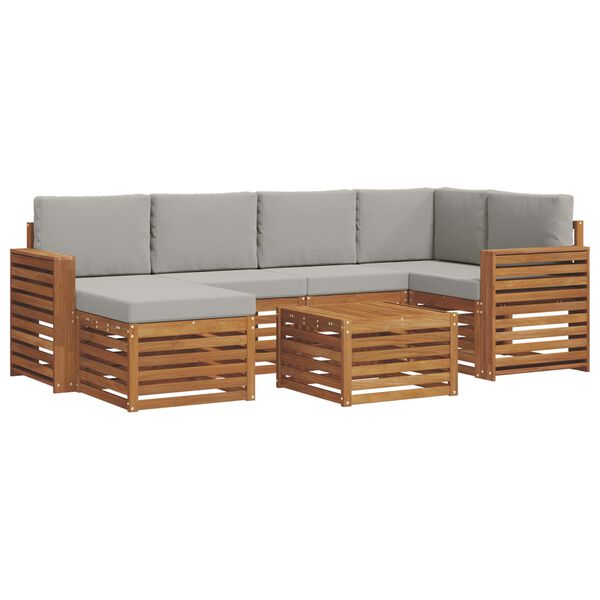 vidaXL Conjunto de Sof&aacute; Sectional 7 pcs Cinza Natural e Claro