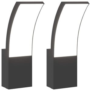vidaXL Candeeiros parede LED p/ exterior 2 pcs alum&iacute;nio fundido preto