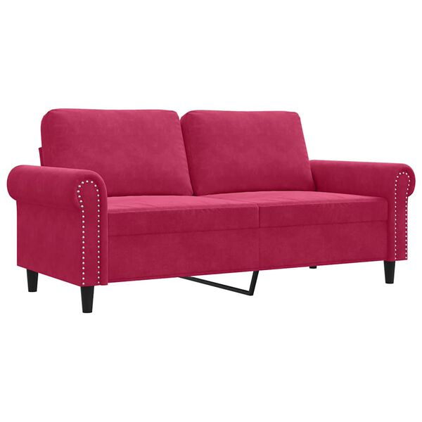 vidaXL Sof&aacute; de 2 lugares veludo 140 cm vermelho tinto