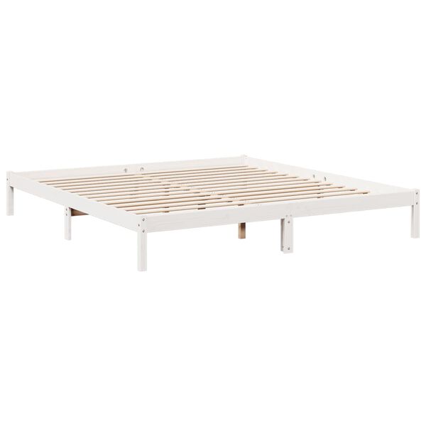 vidaXL Cama extra longa sem colch&atilde;o 200x210 cm pinho maci&ccedil;o branco