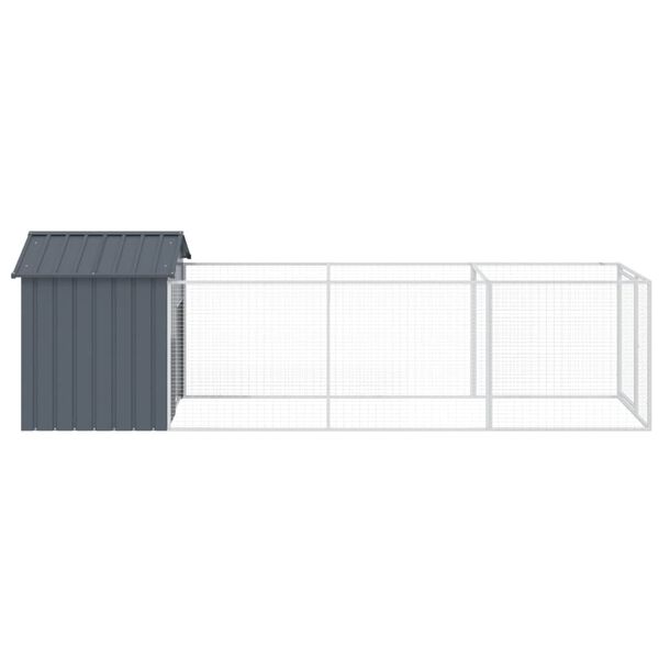 vidaXL Casota p/ c&atilde;es c/ telhado 117x405x123cm a&ccedil;o galvaniz. antracite