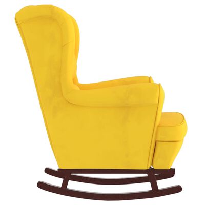 vidaXL Cadeira de baloiço c/ pernas de metal e banco veludo amarelo