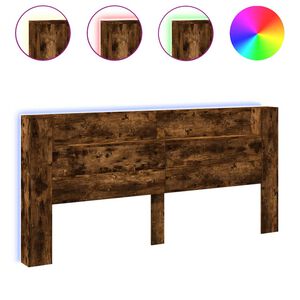 vidaXL Arm&aacute;rio cabeceira c/ luzes LED 220x16,5x103,5cm carvalho fumado