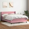 vidaXL Cama com molas/colch&atilde;o 160x220 cm veludo rosa