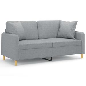 vidaXL Sof&aacute; 2 lugares + almofadas decorativas 140cm tecido cinza-claro