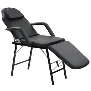 vidaXL Cadeira esteticista port&aacute;til couro artificial 185x78x76cm preto