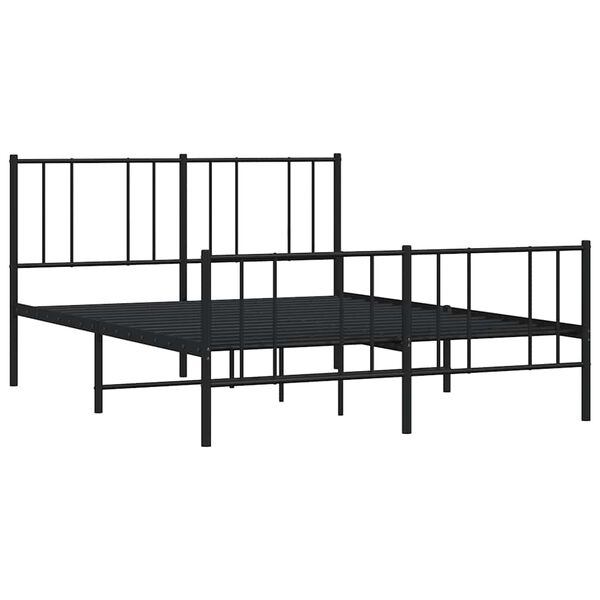 vidaXL Estrutura de cama com cabeceira e p&eacute;s 150x200 cm metal preto