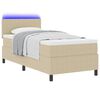 vidaXL Cama Box Spring LED Cinza Claro e Branco 90 x 190 cm
