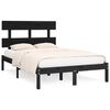 vidaXL Estrutura de cama casal 135x190 cm madeira maci&ccedil;a preto